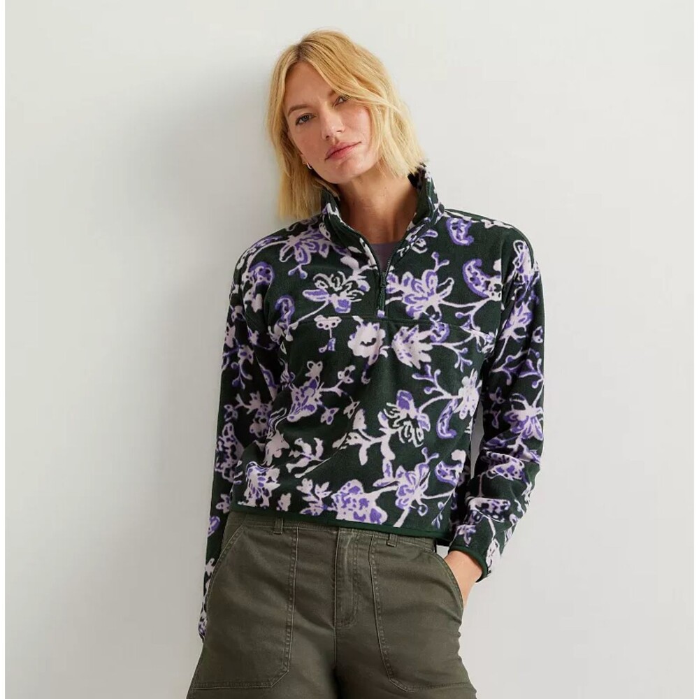 NWT Eddie Bauer XXL Quest Fleece 1/4-Zip DK HUNTER print